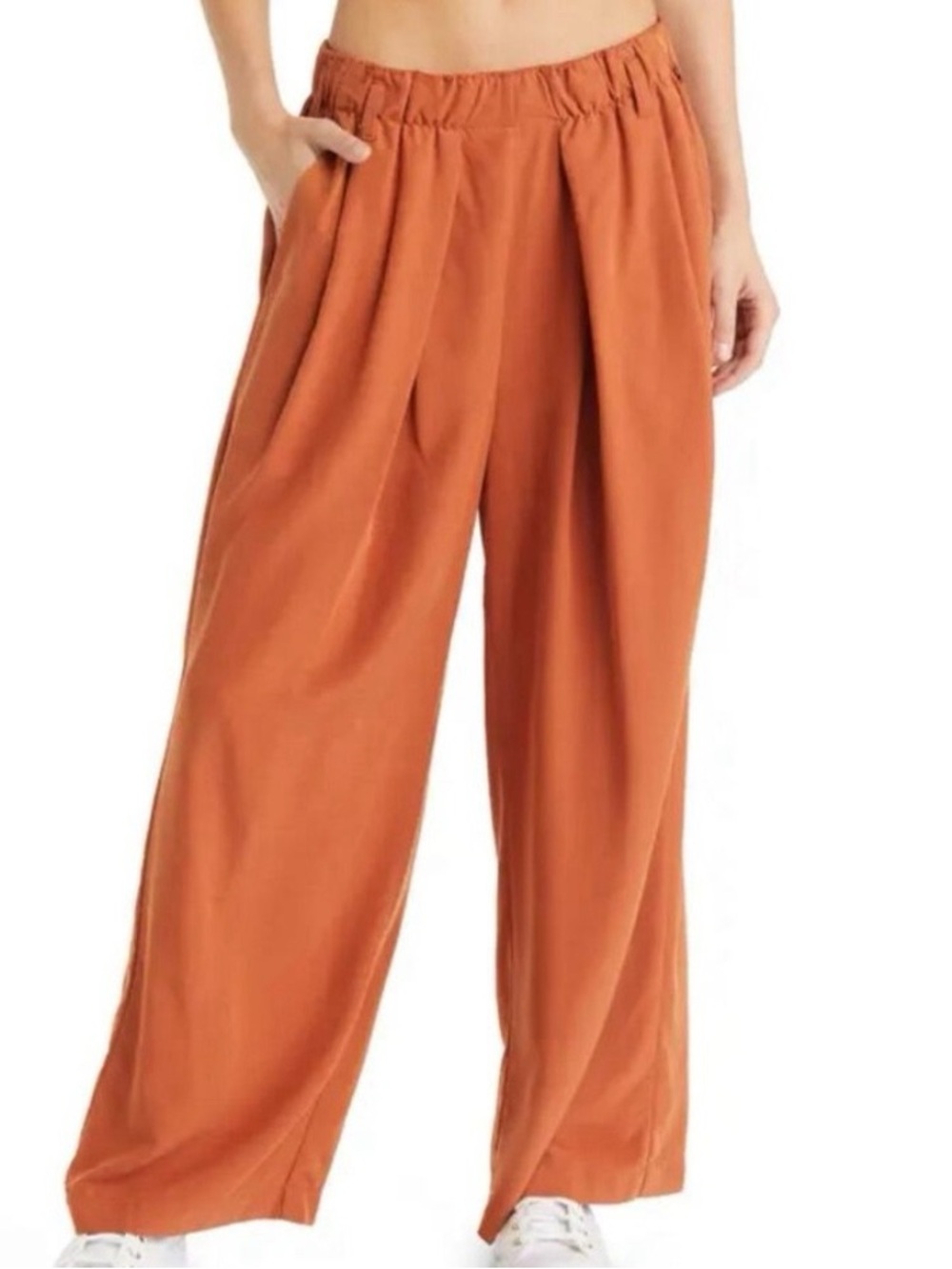 NWT Free People Nothin To Say Pleated Trousers in Bombay Brown